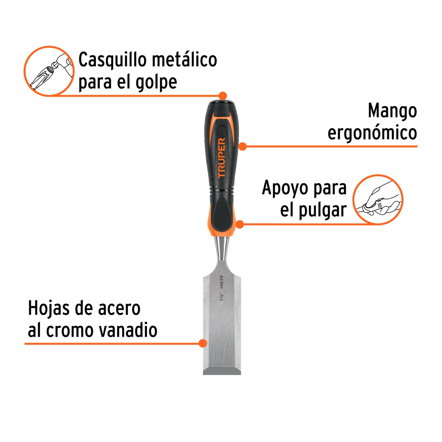Formón 1-1/2 pulg mango Comfort Grip