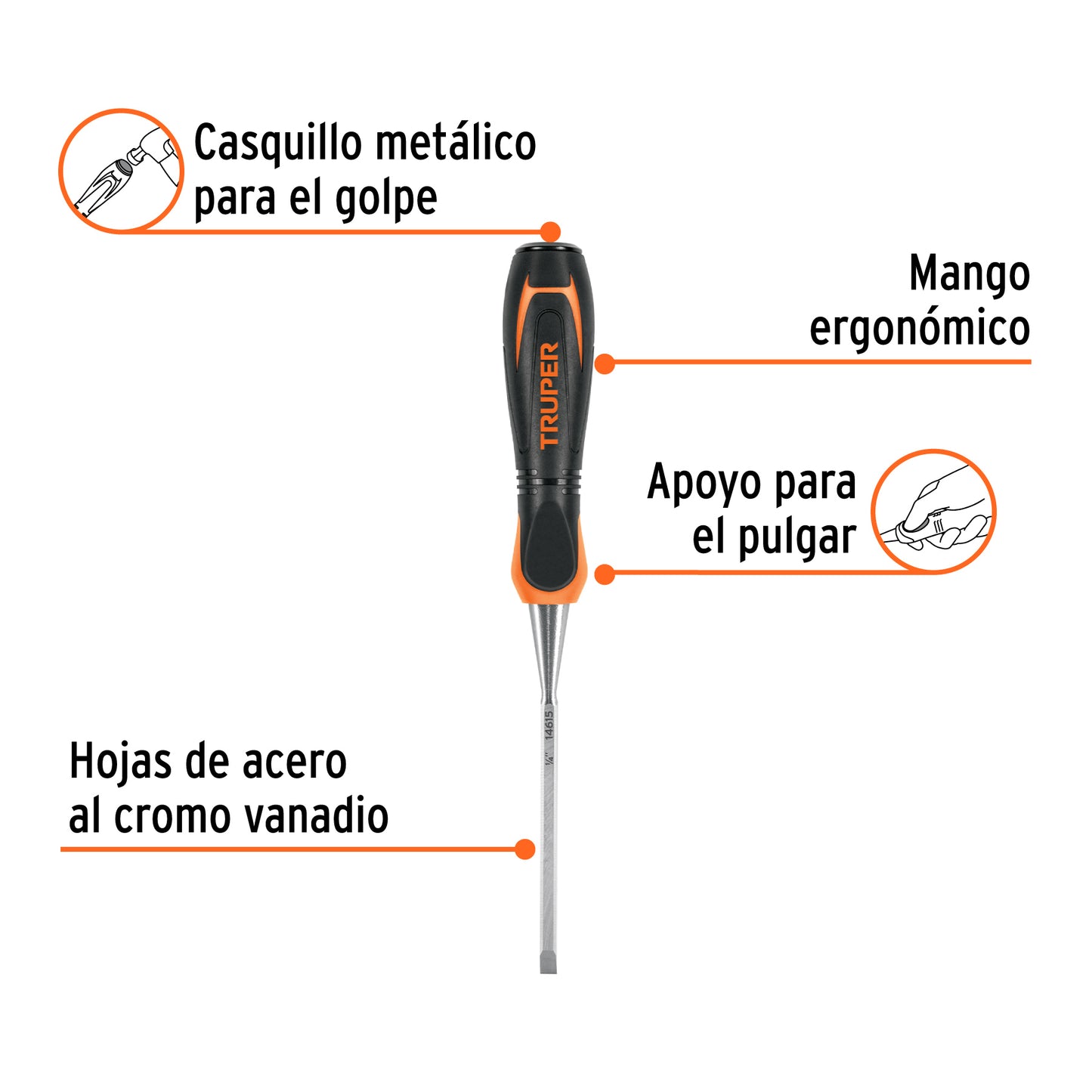Formón 1/4 pulg mango Comfort Grip
