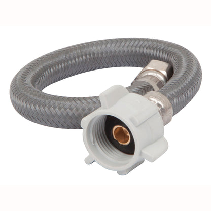 Manguera para WC de 30 cm con trenzado de vinilo gris y tuerca plástica