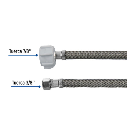Manguera para WC de 30 cm con trenzado de vinilo gris y tuerca plástica