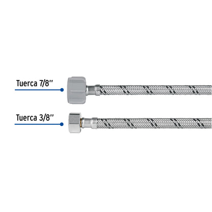 Manguera para WC de 40 cm con trenzado de acero inoxidable y tuerca plástica