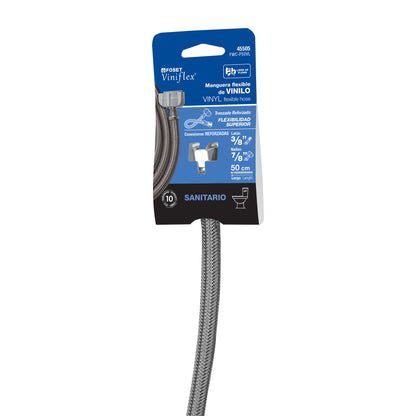 Manguera para WC de 50 cm con trenzado de vinilo gris y tuerca plástica