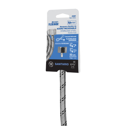 Manguera para WC de 50 cm con trenzado de acero inoxidable y tuerca plástica