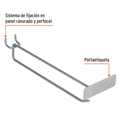 Gancho recto de 9 pulgadas con portaetiqueta