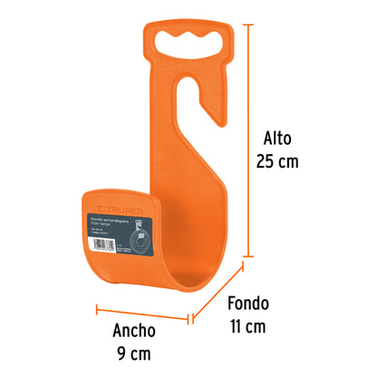 Gancho plástico naranja para manguera de jardín · vista 3