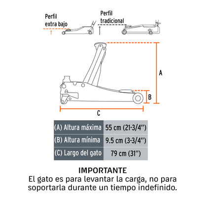 Gato de patín 3.5 toneladas elevación rápida