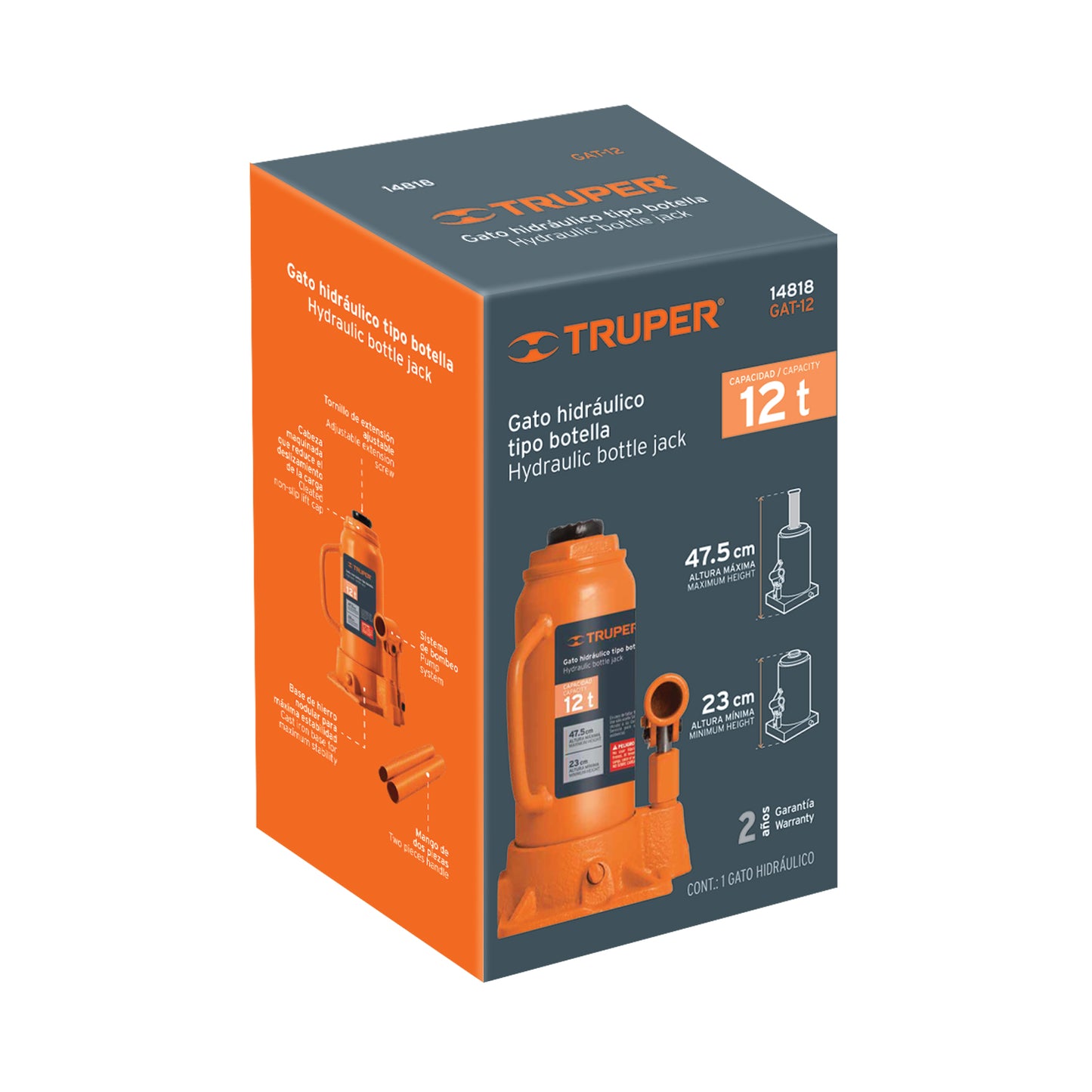 Gato hidráulico de botella de 12 Ton