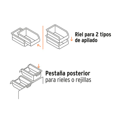 Gaveta apilable 45 de plástico
