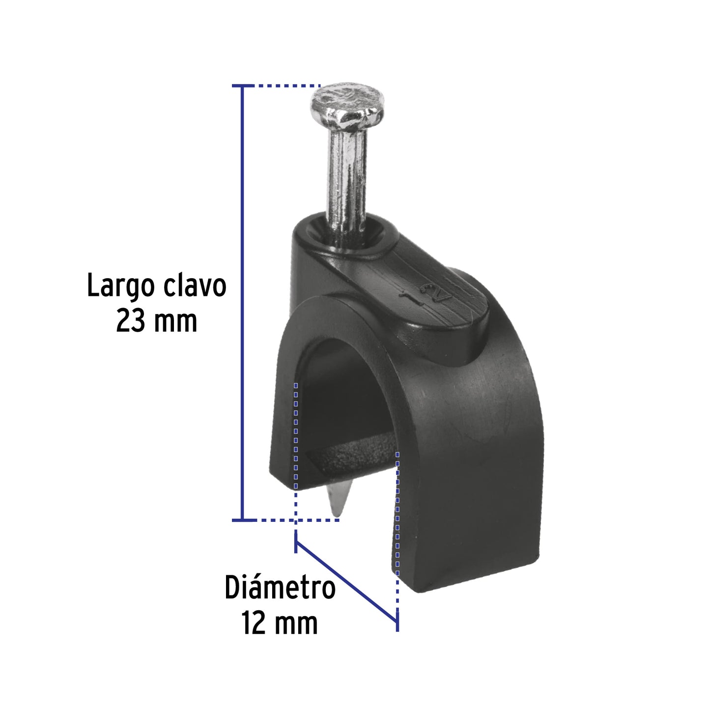 Bolsa con 20 grapas negras de 12 mm para cable redondo