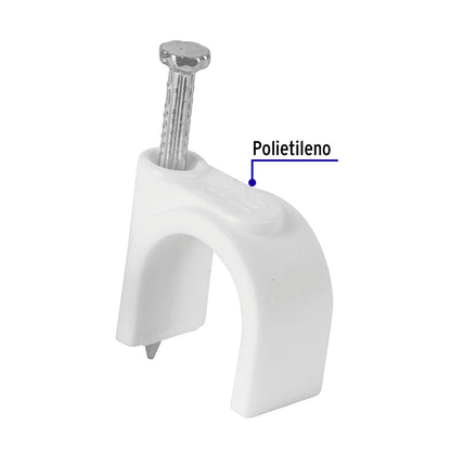 Bolsa con 20 grapas blancas de 16 mm para cable redondo