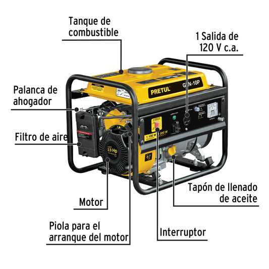 Generador portátil 1 kW a gasolina