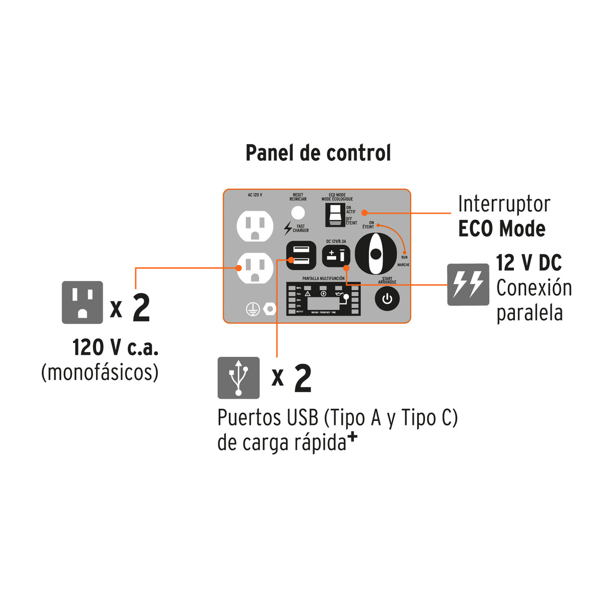 Generador silencioso inverter 2.2kW, 80 cc, enc. electrónico · vista 4