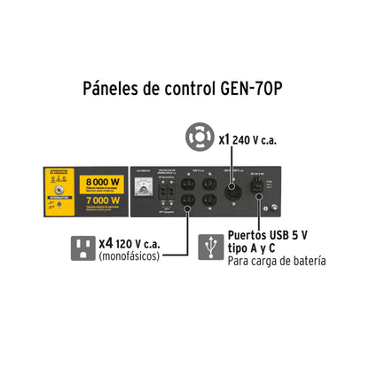 Generador portátil 7 kW motor a gasolina · vista 3