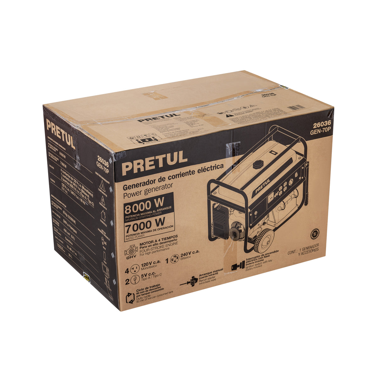 Generador portátil 7 kW motor a gasolina · vista 7
