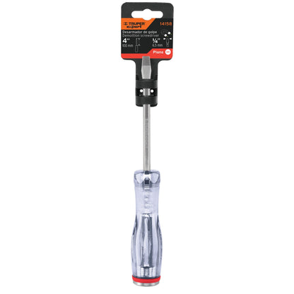 Desarmador plano de golpe de 1/4 x 4 con barra hexagonal