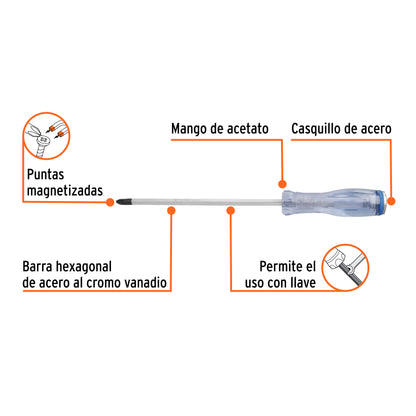Desarmador de cruz de golpe de PH3 x 8 con barra hexagonal