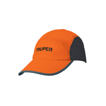 Gorra color naranja 100% poliéster con visera curvada