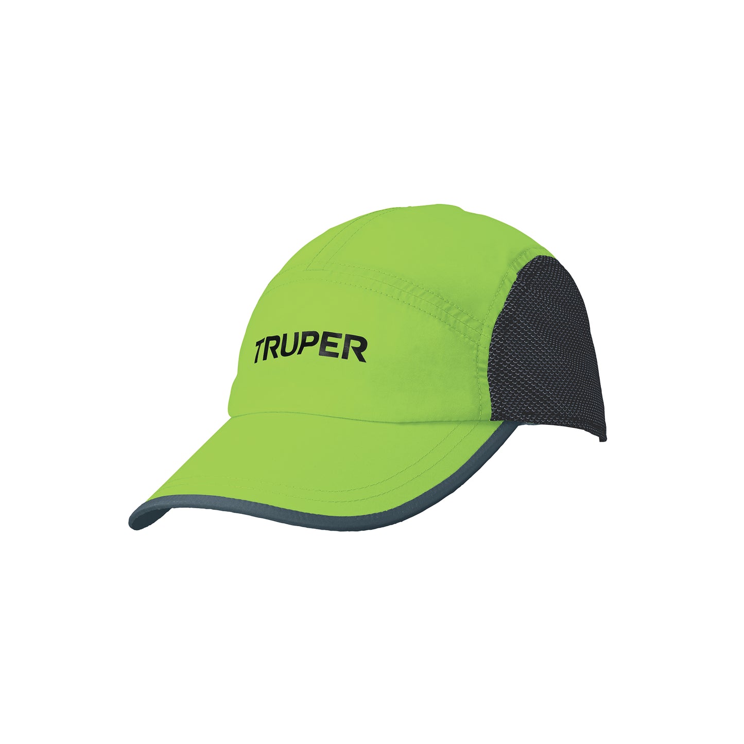 Gorra color verde 100% poliéster con visera curvada