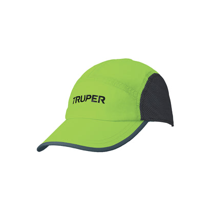 Gorra color verde 100% poliéster con visera curvada
