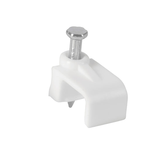 Bolsa con 20 grapas blancas de 6 × 9.5 mm para cable plano