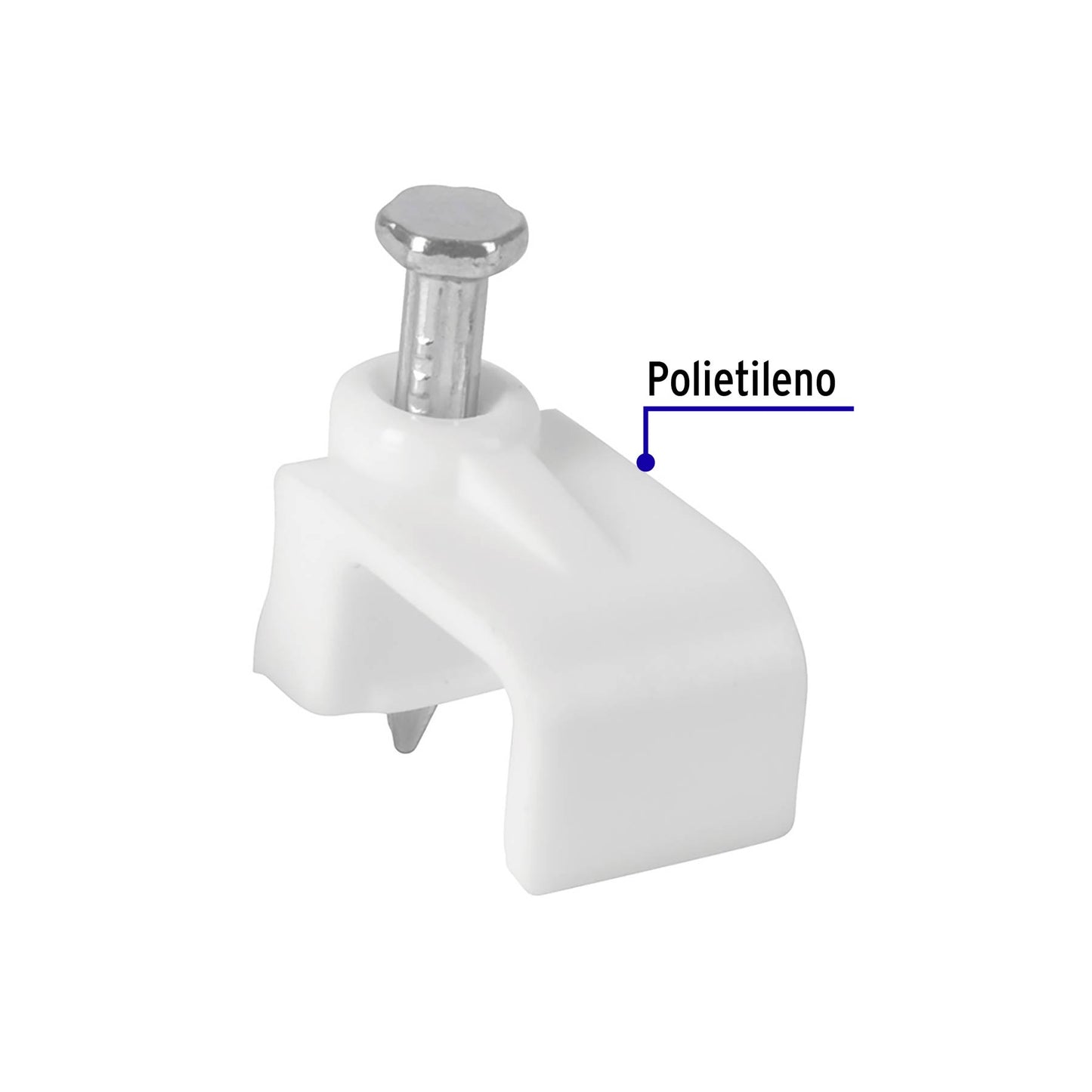 Bolsa con 20 grapas blancas de 6 × 9.5 mm para cable plano