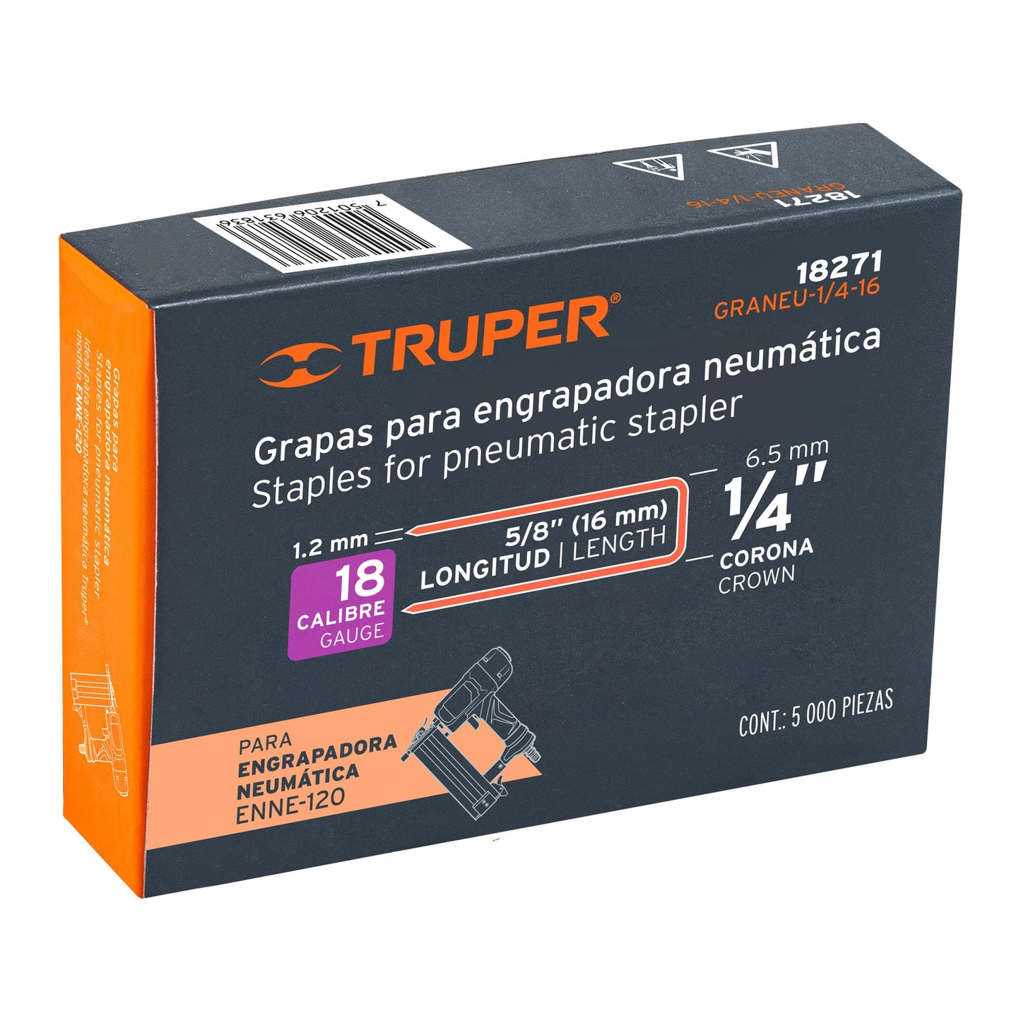 Caja 5000 grapas 1/4 pulg 16 mm