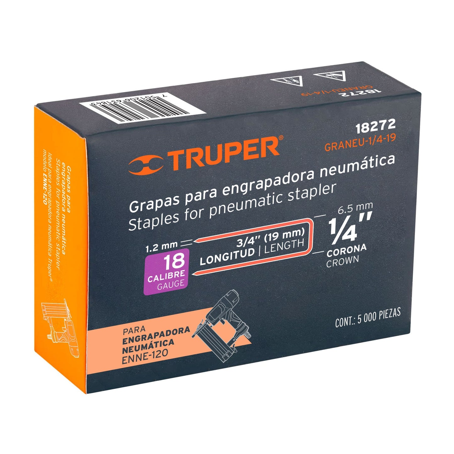 Caja 5000 grapas 1/4 pulg 19 mm