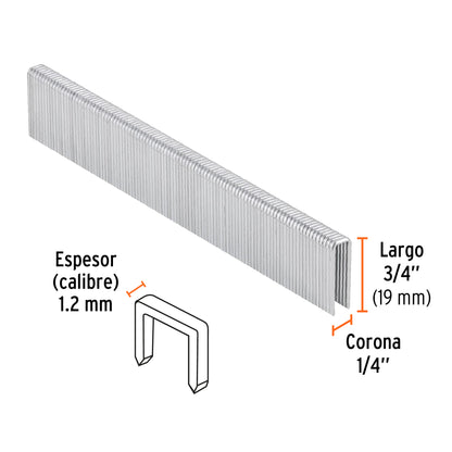 Caja 5000 grapas 1/4 pulg 19 mm