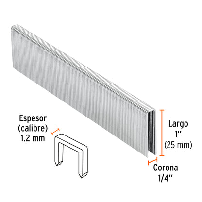 Caja 5000 grapas 1/4 pulg 25 mm