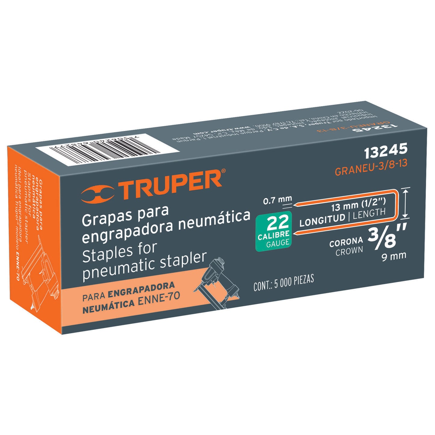 Caja 5000 grapas 3/8 pulg 13 mm