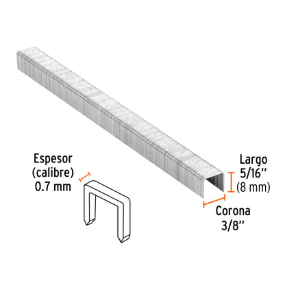 Caja 5000 grapas 3/8 pulg 8 mm