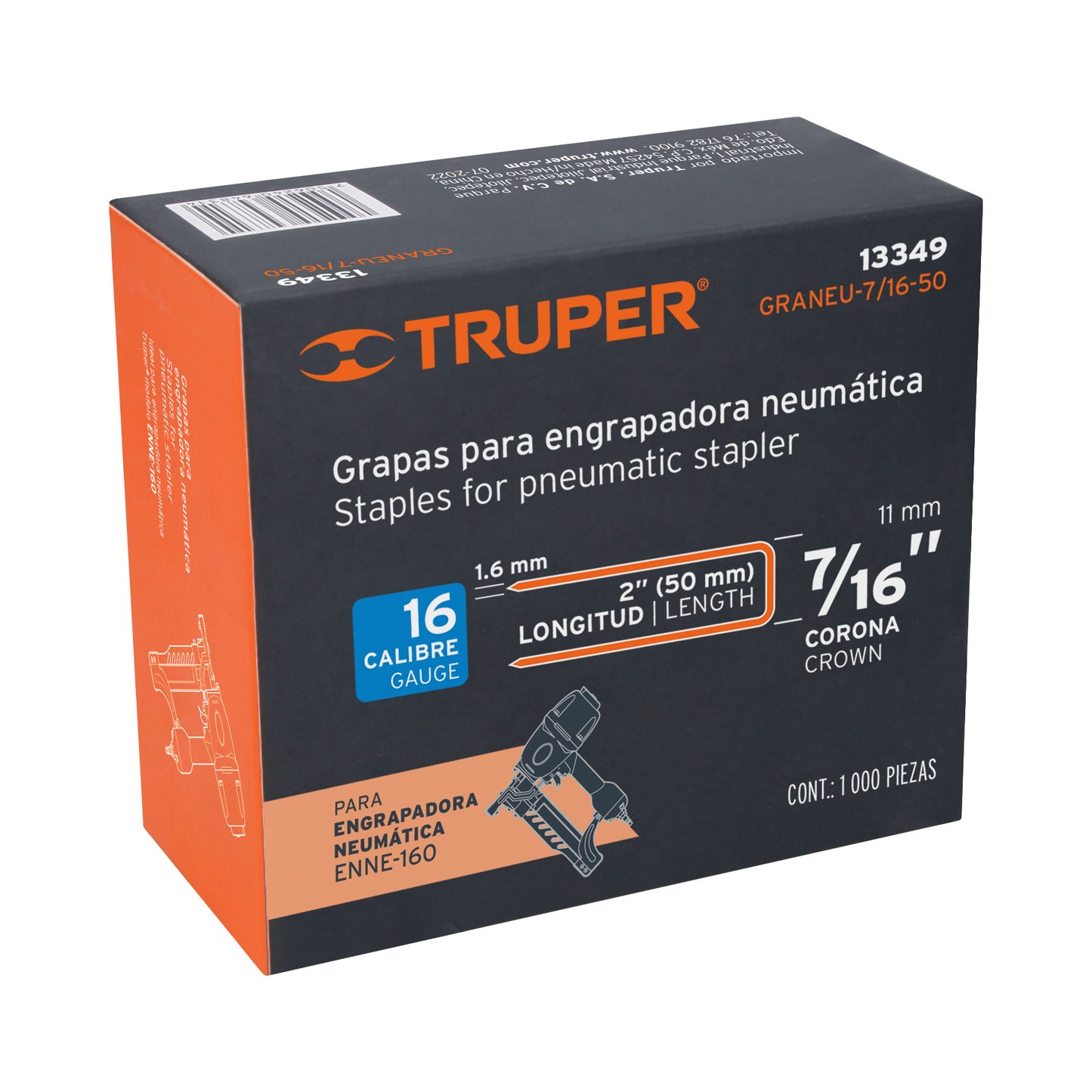 Caja 1000 grapas 7/16 pulg 50 mm