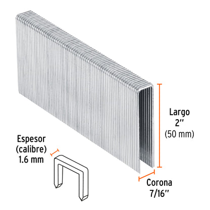 Caja 1000 grapas 7/16 pulg 50 mm