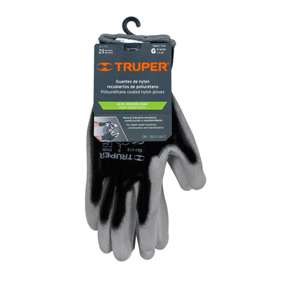Guantes de nylon recubiertos de poliuretano grande