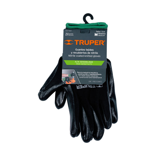 Guantes de nylon recubiertos de nitrilo mediano