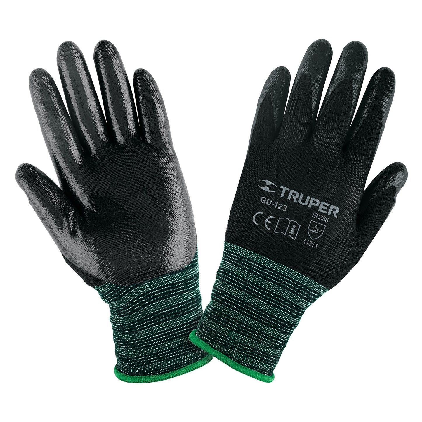 Guantes de nylon recubiertos de nitrilo grande
