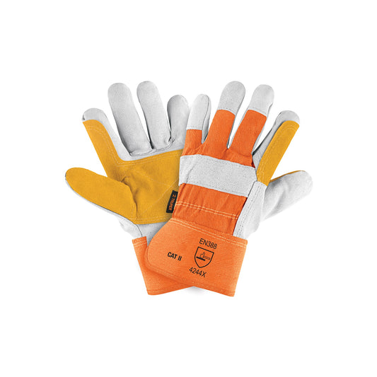 Guantes de carnaza y loneta con refuerzo unitalla TRUPER (GU-215)