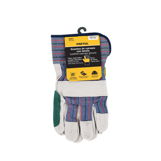 Guantes de carnaza y loneta con refuerzo unitalla