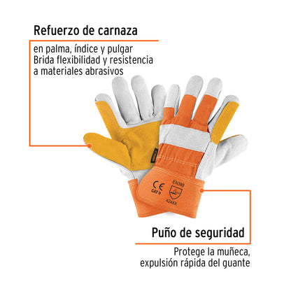 Guantes de carnaza y loneta con refuerzo unitalla TRUPER (GU-215)