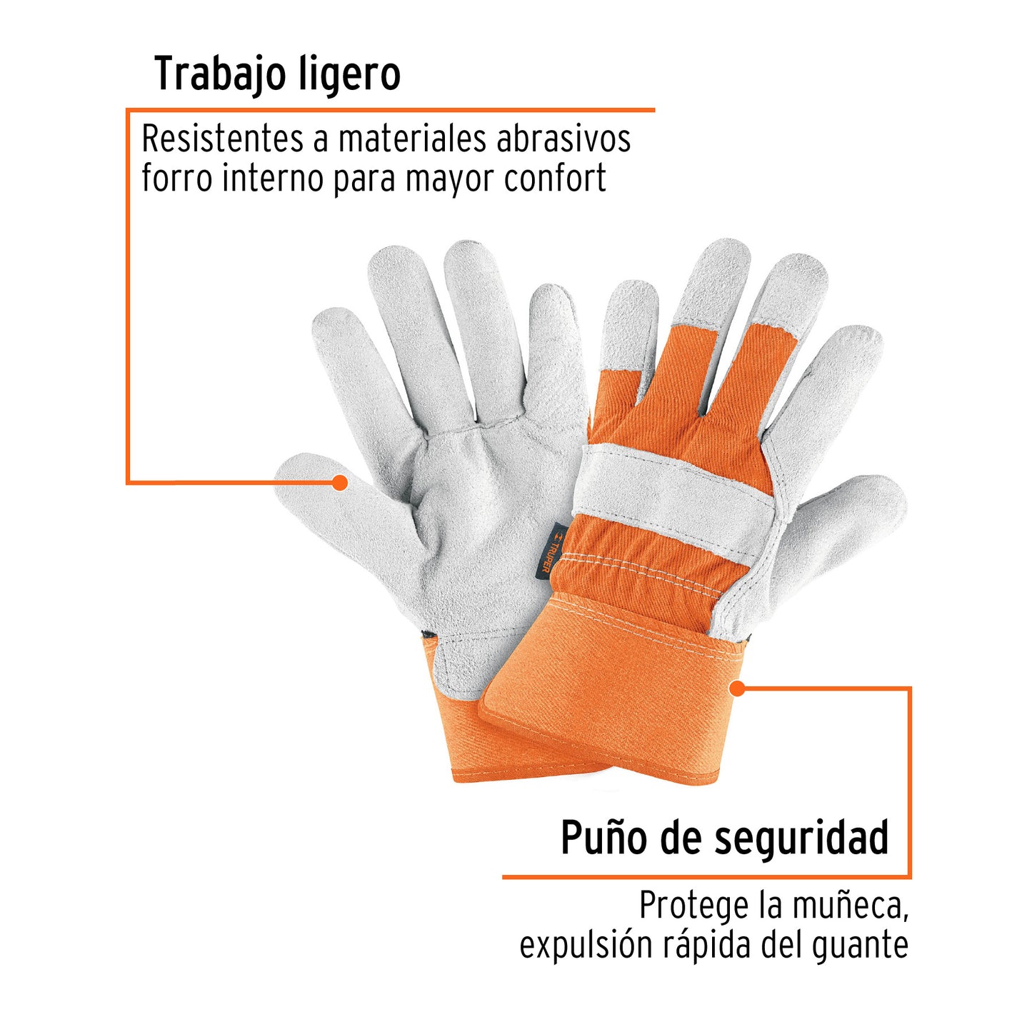 Guantes de carnaza y loneta unitalla TRUPER (GU-235)