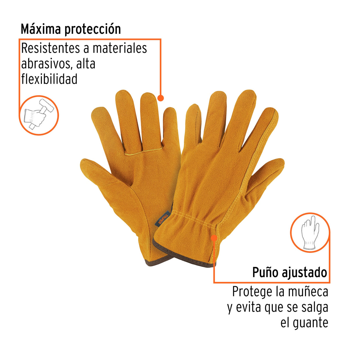 Guantes de carnaza para usos generales talla G TRUPER (GU-241)