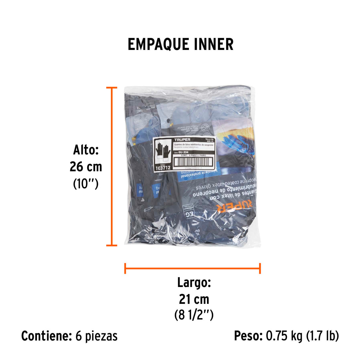 Guantes de látex reforzados para limpieza, EG · vista 6