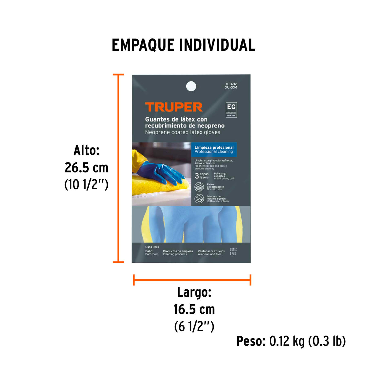 Guantes de látex reforzados para limpieza, EG · vista 5