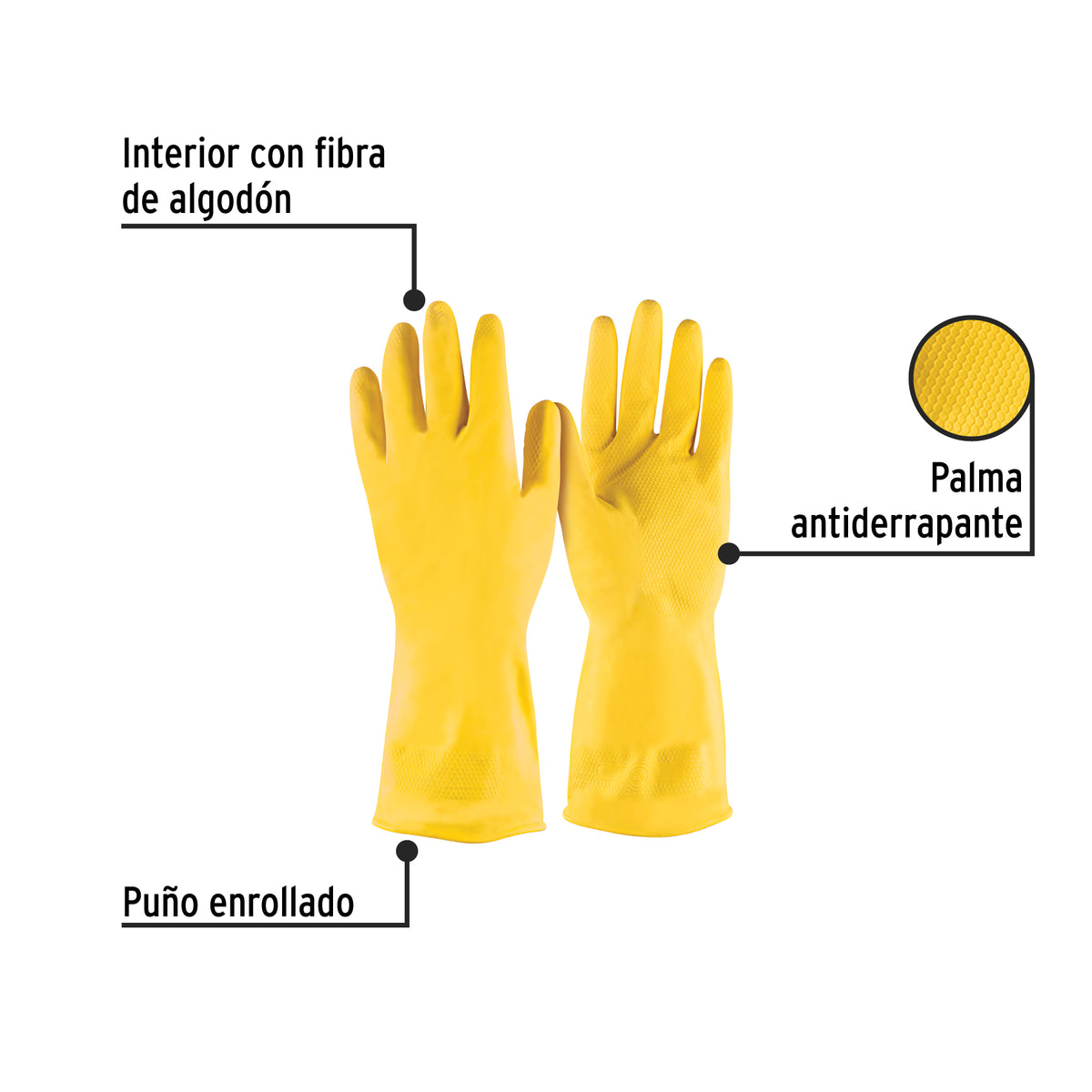 Guantes de látex para limpieza, amarillos, EG · vista 3
