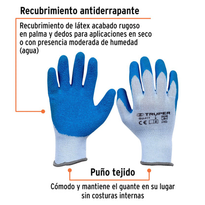 Guantes de poliéster recubiertos de látex chico