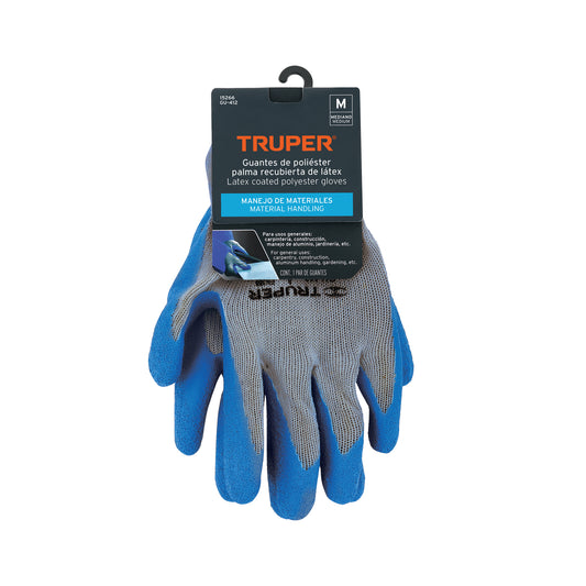 Guantes de poliéster recubiertos de látex mediano