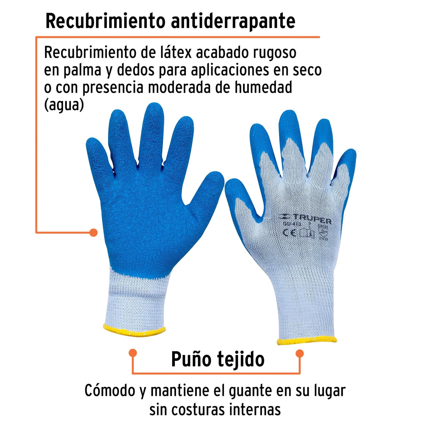 Guantes de poliéster recubiertos de látex grande