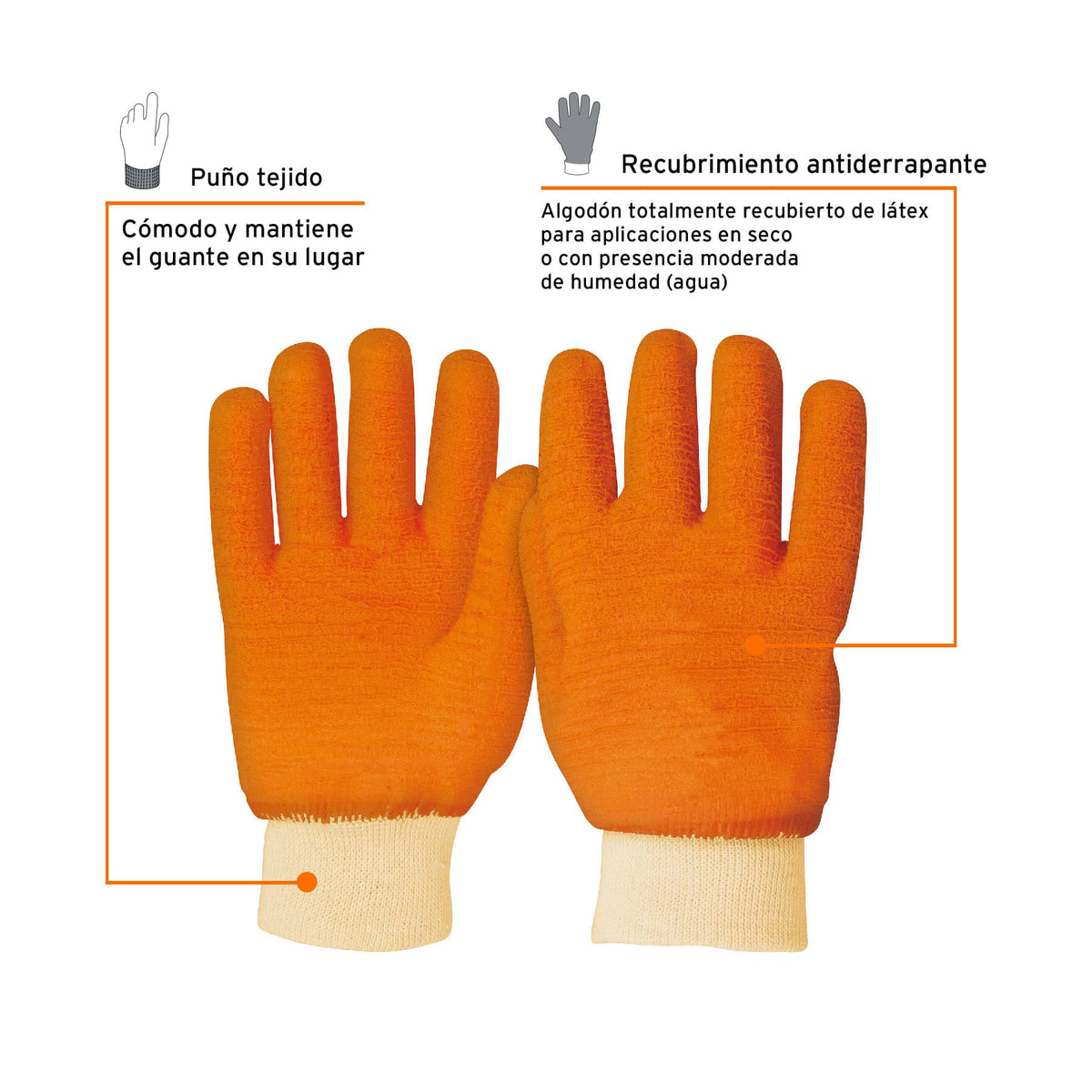 Guantes de algodón recubiertos de látex unitalla