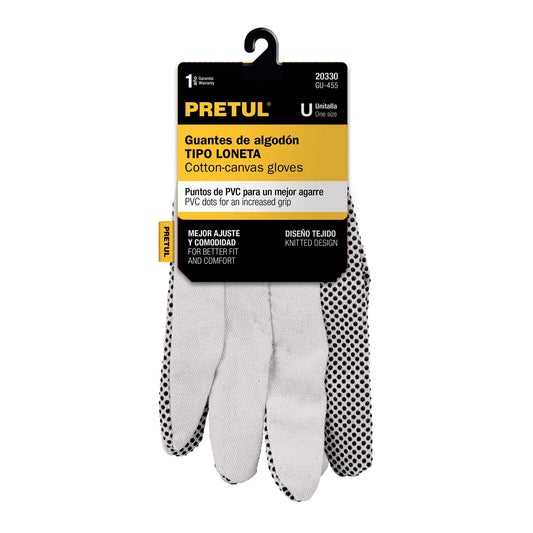 Guantes de algodón con puntos PVC en palma unitalla