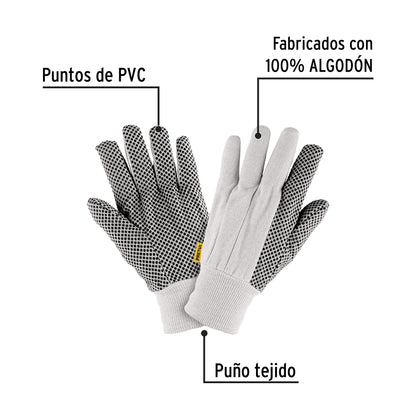 Guantes de algodón con puntos PVC en palma unitalla